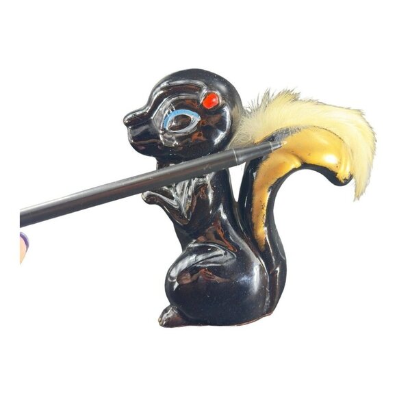 Vintage Red Ware Pottery Skunk Squirrel Figurine Hand Painted Japanese Figure - Picture 4 of 16